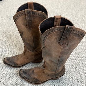 Women’s Authentic Caborca Boots Leather Cowboy Boots Size 9